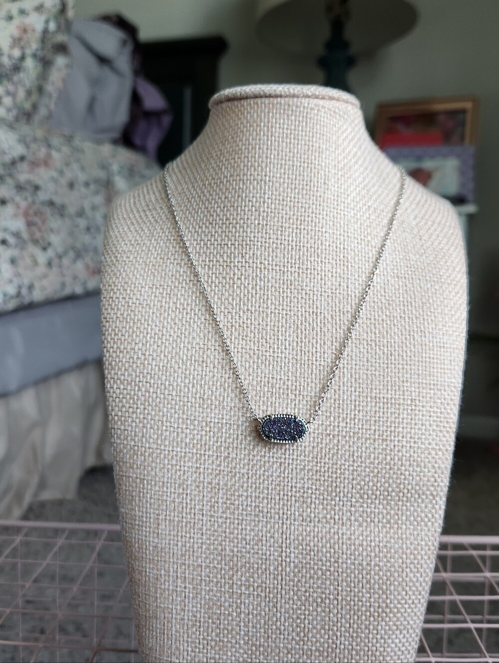 Kendra Scott Elisa Necklace with Dark Blue/Purple Druzy Stone